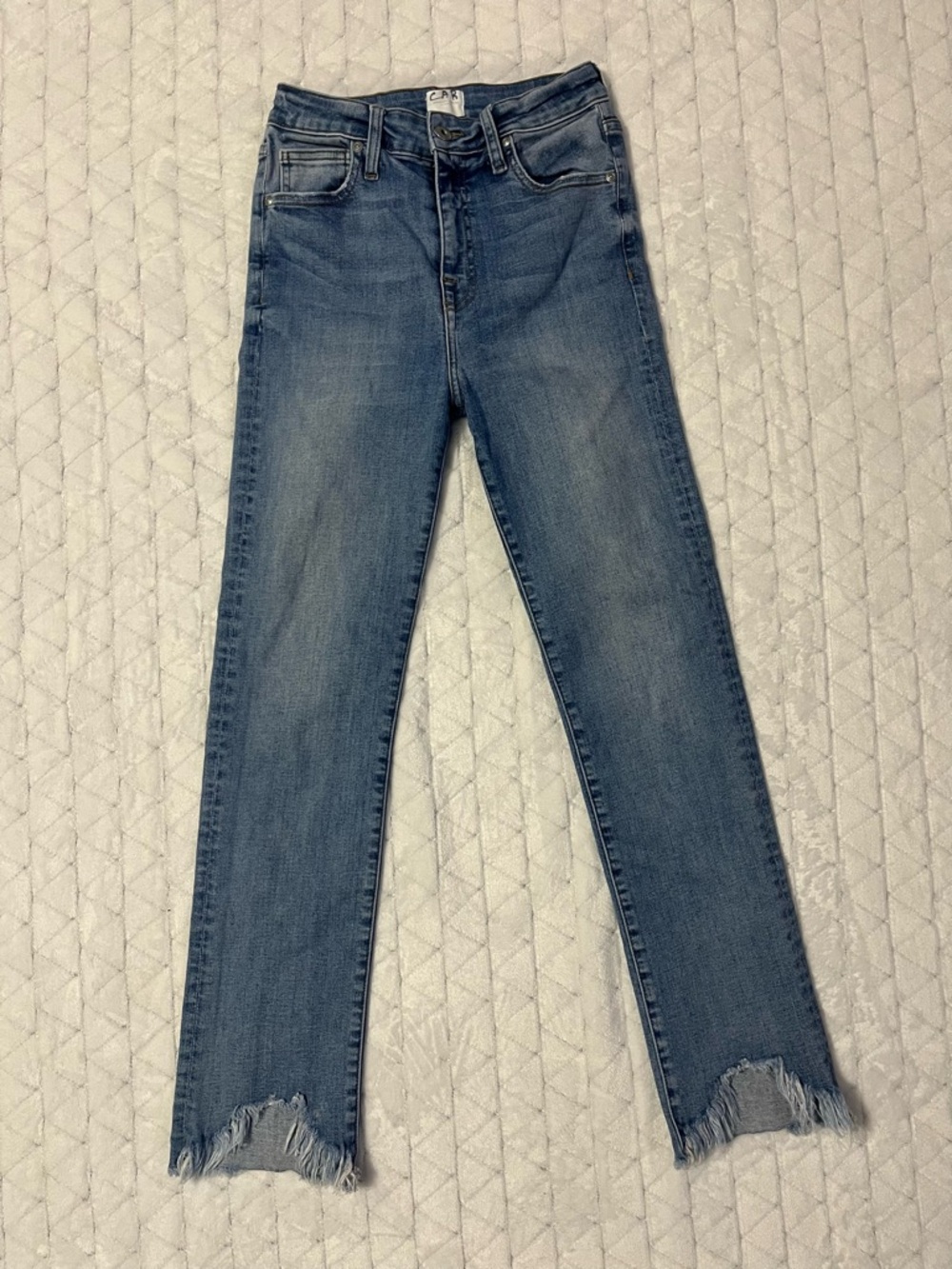 Jonathan Simkhai Medium Blue Straight-Leg Jeans with Frayed Hem